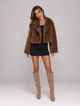 Women's Faux Fox Fur Cropped Jacket
