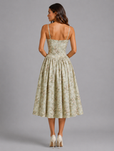 Women's Floral Corset Sweetheart Midi Dress