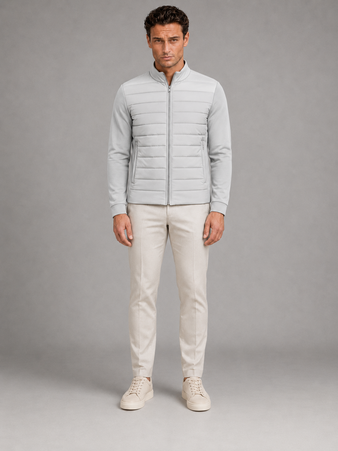 Men's Quilted Hybrid Full-Zip Jacket