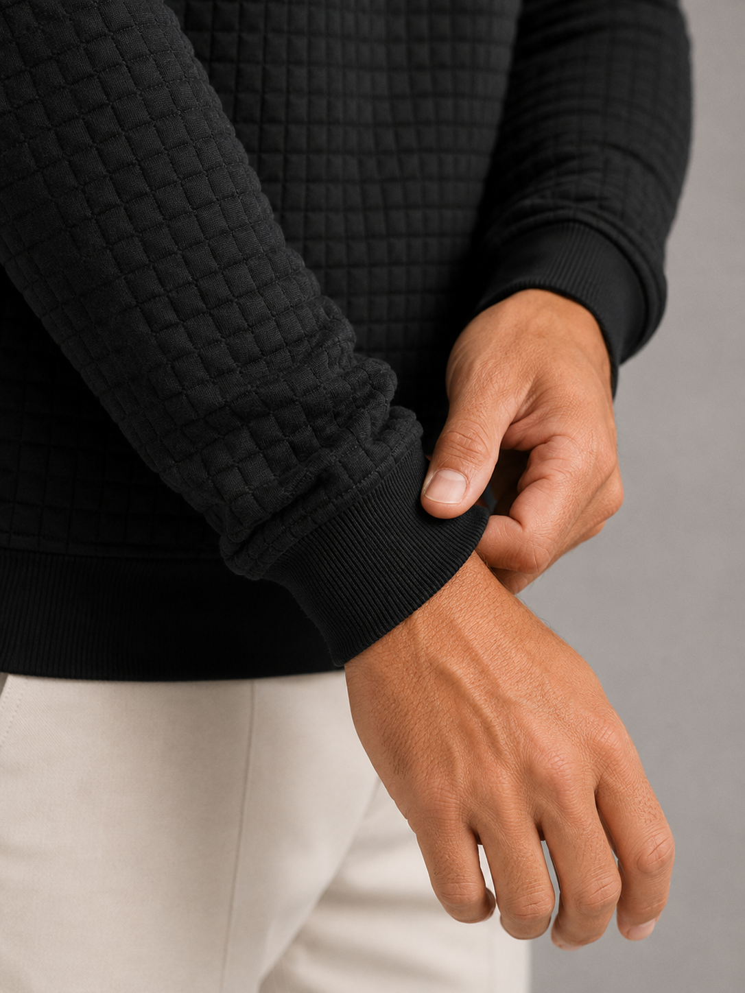 Men's Waffle-Textured Crewneck Sweatshirt