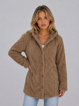 Women's Hooded Teddy Fleece Cardigan