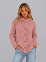 Women's Hooded Teddy Fleece Cardigan