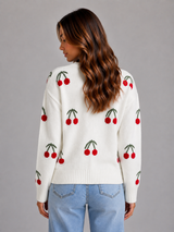 Women's Cherry Print Knit Cardigan