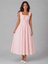 Women's Floral Shirred Waist Midi Dress