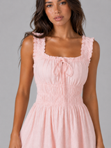 Women's Floral Shirred Waist Midi Dress