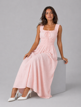 Women's Floral Shirred Waist Midi Dress