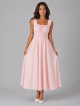 Women's Floral Shirred Waist Midi Dress