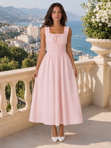 Women's Floral Shirred Waist Midi Dress