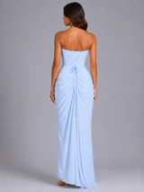 Women's Strapless Draped Maxi Dress
