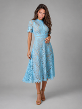 Women's Lace High Neck A Line Midi Dress