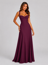 Women's Chiffon Sweetheart Lace-Up Maxi Dress