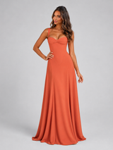 Women's Chiffon Sweetheart Lace-Up Maxi Dress