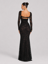 Women's Lace Corset Long Sleeve Maxi Dress