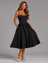 Women's Floral Corset Sweetheart Midi Dress