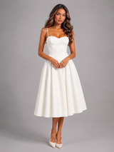 Women's Floral Corset Sweetheart Midi Dress