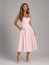 Women's Floral Corset Sweetheart Midi Dress