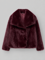 Women's Plush Cropped Faux Fur Jacket