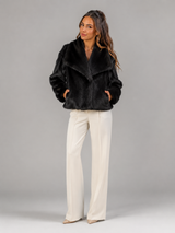 Women's Plush Cropped Faux Fur Jacket