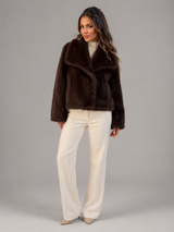 Women's Plush Cropped Faux Fur Jacket