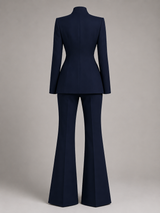 Women's Stand Collar Blazer & Trouser Suit Set