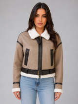 Women's Faux Suede Aviator Jacket
