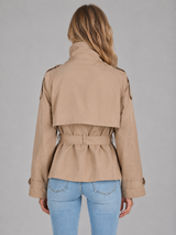 Women's Cropped Trench Jacket - Beige