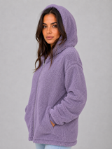 Women's Hooded Longline Teddy Cardigan