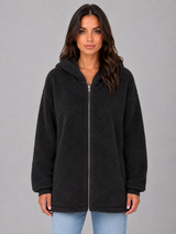 Women's Hooded Longline Teddy Cardigan
