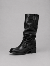 Women's Buckle Knee-High Biker Boots