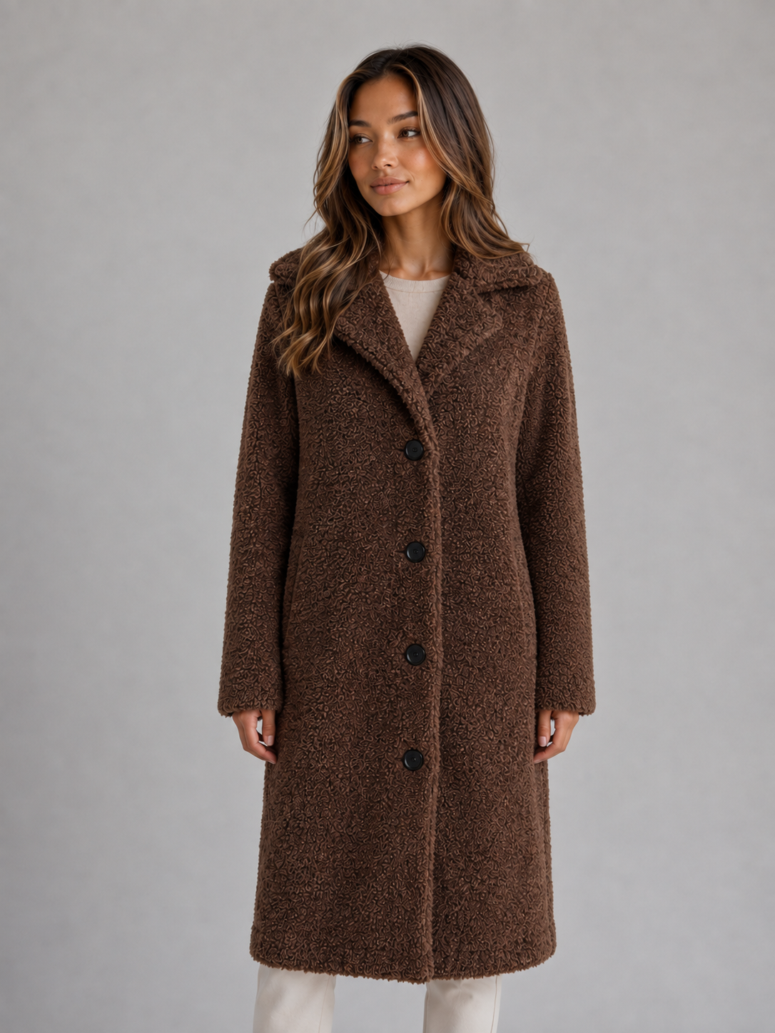 Women's Long Teddy Fleece Coat