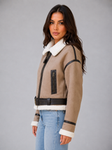 Women's Faux Suede Aviator Jacket
