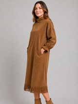 Women's Suede Look Fringe Midi Dress