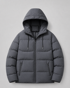 Men's Winter Puffer Jacket With Drawstring Hood & Zip Pockets