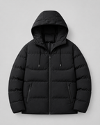 Men's Winter Puffer Jacket With Drawstring Hood & Zip Pockets
